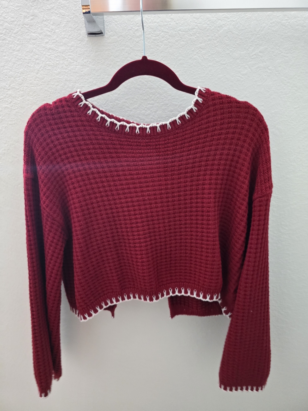 Altar'd State Burgundy Sweater with White Trim